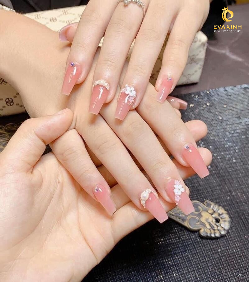 mẫu nail vẽ hoa đơn giản