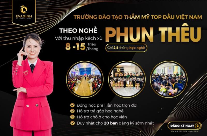 Khóa học phun xăm thẩm mỹ đào tạo, dạy nghề chuyên nghiệp